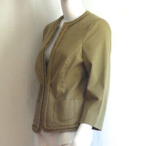 Valentino Greenish Beige Cotton Blazer With Braided Trim - Italy